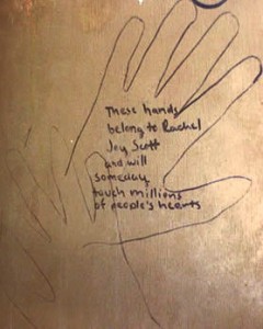 Rachel wrote this on the back of her dresser. She ended up being right. (Image source: http://acolumbinesite.com/victim/rachel.html)
